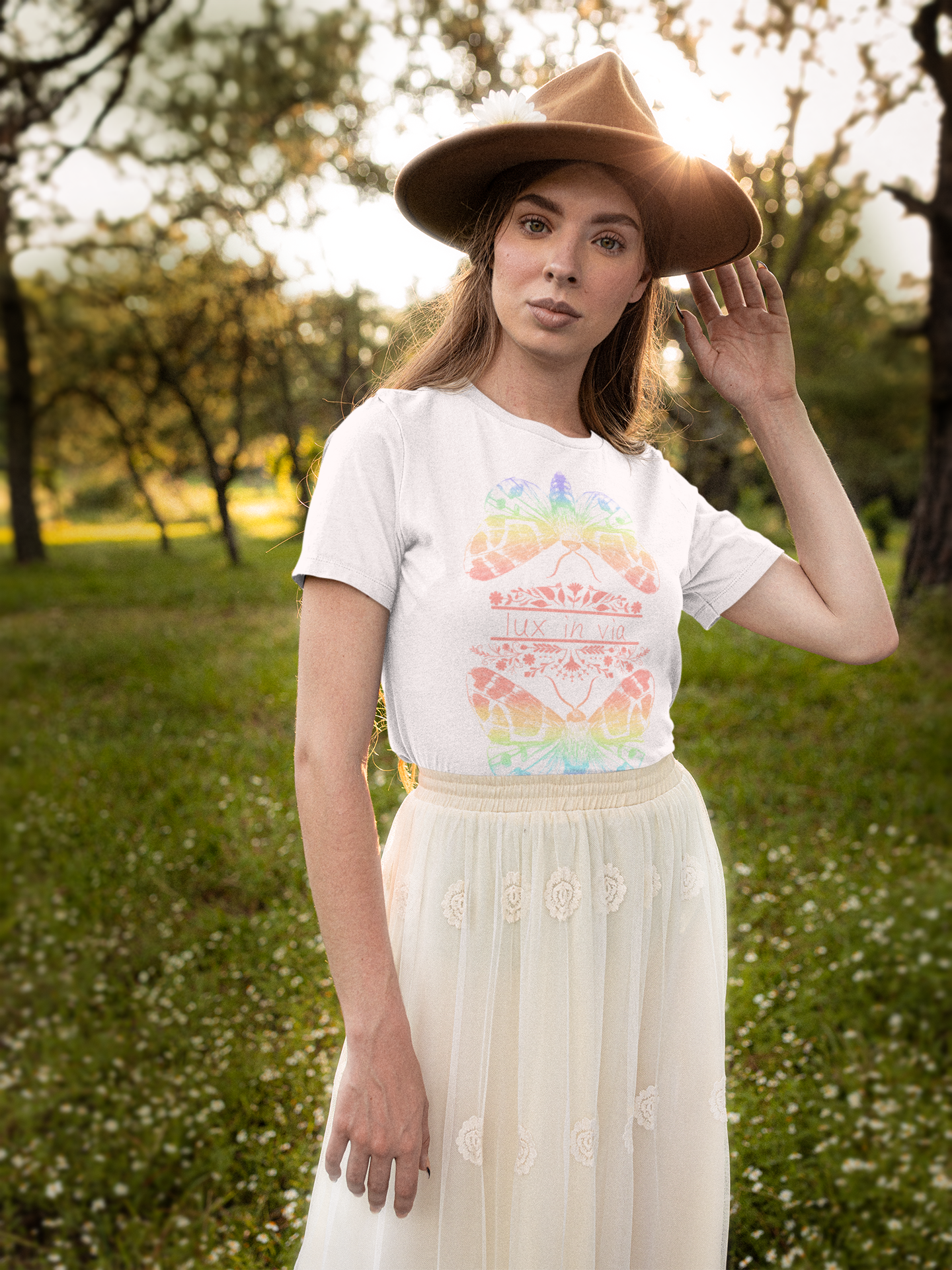 Lux in Via Rainbow White T-Shirt