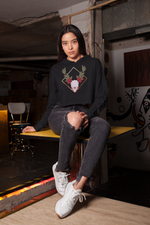 Load image into Gallery viewer, El-ahrairah Black Crop Hoodie
