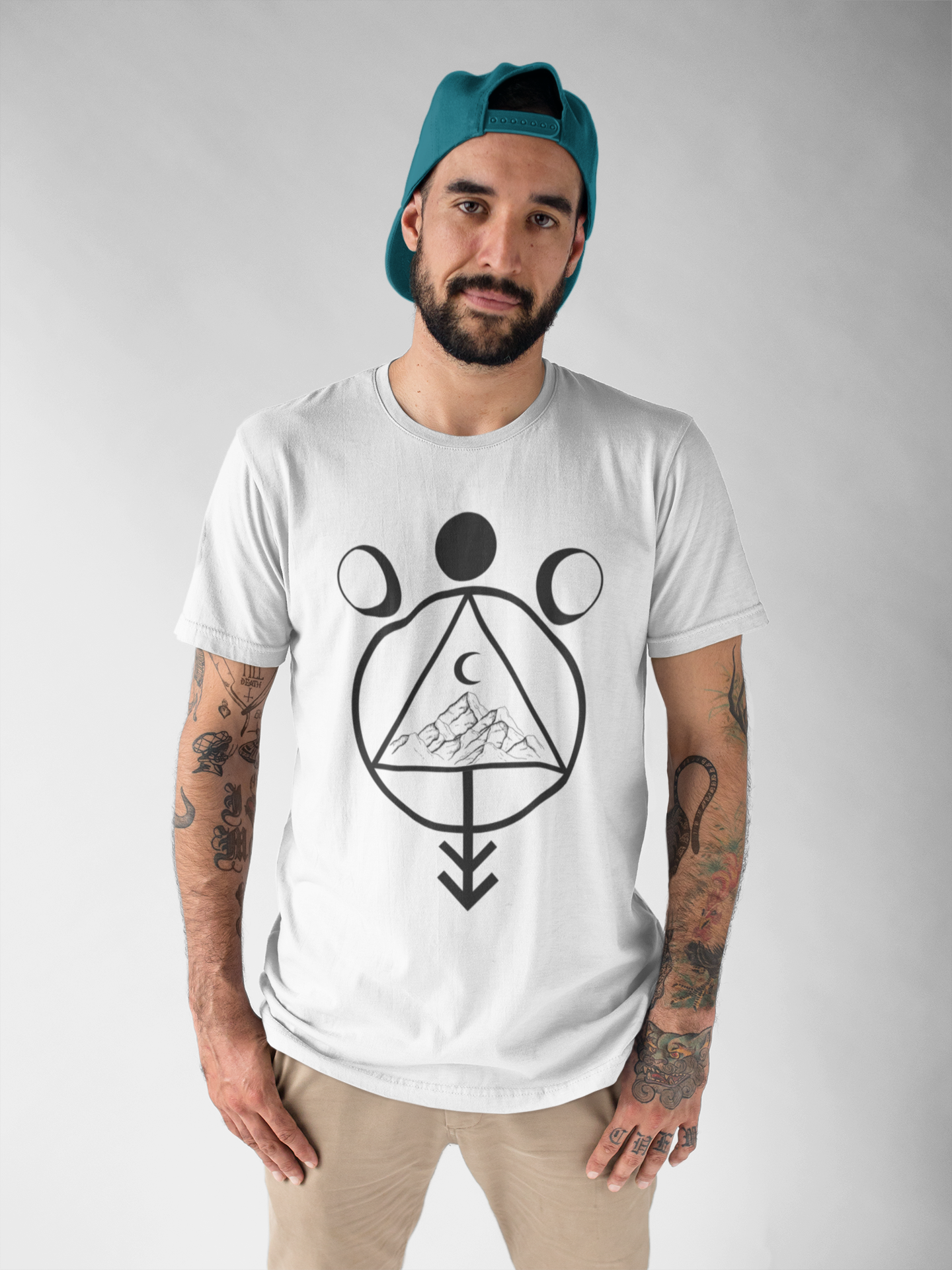 Geometric Mountain White T-Shirt