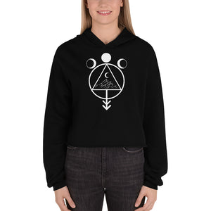 Geometric Mountain Black Crop Hoodie