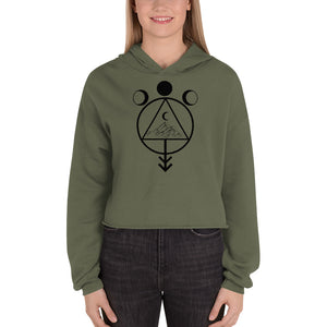 Geometric Mountain Green Crop Hoodie