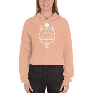 Geometric Mountain Peach Crop Hoodie